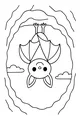 Free Bat Coloring Page - Sleepy Cartoon Bat in Cave (Printable PDF)