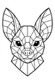 Free Bat Coloring Page - Geometric Face With Big Pointed Ears (Printable PDF)