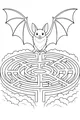Free Bat Coloring Page - Cartoon Bat Guarding Cloud Maze (Printable PDF)