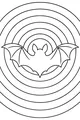 Free Bat Coloring Page - Silhouette With Concentric Circles (Printable PDF)