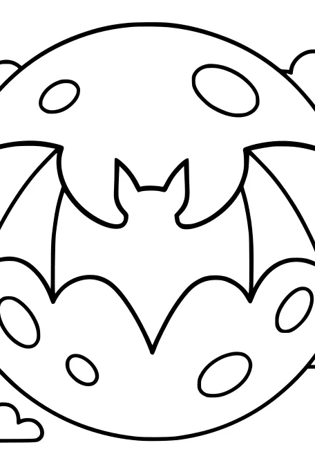 Free Bat Coloring Page - Moonlit Bat Flying Among Clouds (Printable PDF)
