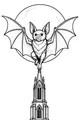 Free Bat Coloring Page - Moonlit Bat on Gothic Tower (Printable PDF)