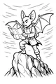 Free Bat Coloring Page - Brave Explorer Bat With Map on Rocky Cliff (Printable PDF)