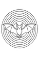 Free Bat Coloring Page - Smiling Bat With Concentric Circles (Printable PDF)