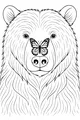 Free Bear Coloring Page - Big Bear With Butterfly on Nose (Printable PDF)