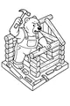 Free Bear Coloring Page - Bruno Building a Log Cabin (Printable PDF)