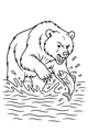 Free Bear Coloring Page - Catching a Fish in the River (Printable PDF)