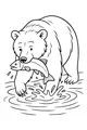 Free Bear Coloring Page - Catching Fish In Splashing River (Printable PDF)