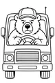 Free Bear Coloring Page - Funny Truck Driver Bear (Printable PDF)