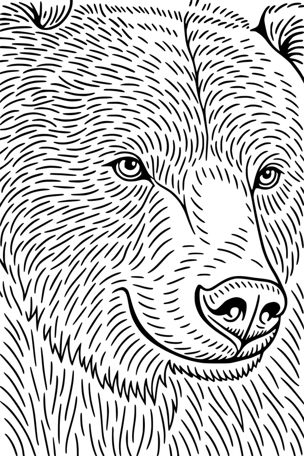 Free Bear Coloring Page - Close-Up Friendly Bear Face (Printable PDF)