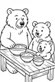 Free Bear Family Coloring Page - Three Bears At Breakfast Table (Printable PDF)