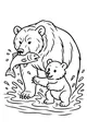 Free Bear Coloring Page - Mama Bear Fishing With Playful Cub (Printable PDF)
