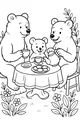 Free Bear Family Coloring Page - Picnic Tea Party in the Forest (Printable PDF)