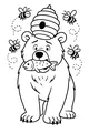 Free Bear Coloring Page - Silly Beehive Hat and Fish Snack (Printable PDF)