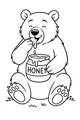 Free Bear Coloring Page - Cute Bear With Honey Jar (Printable PDF)