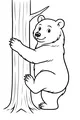 Free Bear Coloring Page - Smiling Bear Climbing a Tree (Printable PDF)