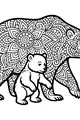 Free Bear Coloring Page - Patterned Adult Bear With Cub (Printable PDF)