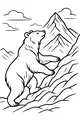 Free Bear Coloring Page - Climbing a Rugged Mountain (Printable PDF)