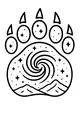 Free Bear Paw Coloring Page - Galaxy Stars and Mountains (Printable PDF)