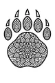 Free Bear Paw Coloring Page - Patterned Mandala Print (Printable PDF)
