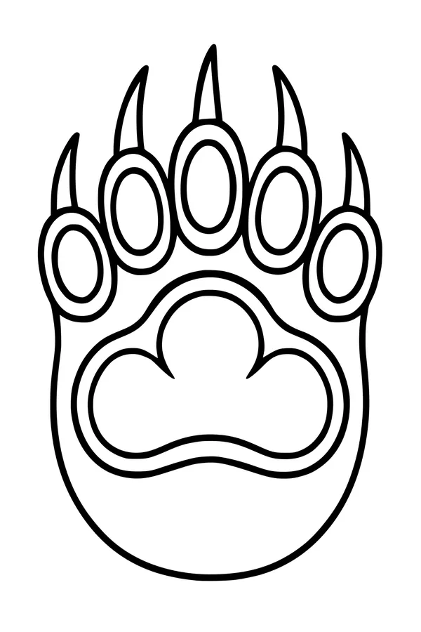 Free Bear Paw Coloring Page - Big Forest Footprint (Printable PDF)