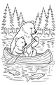 Free Bear Coloring Page - Mother Bear And Cub Canoeing On A Lake (Printable PDF)