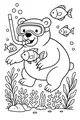 Free Bear Coloring Page - Snorkeling Underwater Adventure (Printable PDF)