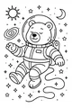 Free Bear Coloring Page - Astronaut Floating In Outer Space (Printable PDF)