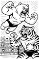Free Bear Coloring Page - Muscular Bear Wrestling Tiger in Ring (Printable PDF)