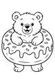 Free Bear Coloring Page - Smiling Bear in Sprinkle Donut (Printable PDF)