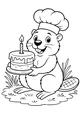 Free Beaver Coloring Page - Chef Beaver With Birthday Cake (Printable PDF)