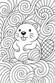 Free Beaver Coloring Page - Cartoon Benny with Swirly Patterns (Printable PDF)
