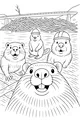 Free Beaver Coloring Page - Cartoon Builders by the River (Printable PDF)