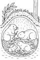 Free Beaver Coloring Page - Cozy Beaver Family in Lodge (Printable PDF)