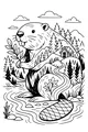 Free Beaver Coloring Page - Busy Forest Cabin Scene (Printable PDF)