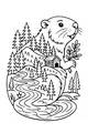 Free Beaver Coloring Page - Cheerful Forest Cabin Adventure (Printable PDF)