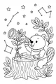 Free Beaver Coloring Page - Stargazing With Telescope In Forest (Printable PDF)