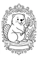 Free Beaver Coloring Page - Cute Cartoon Beaver With Maple Branch (Printable PDF)