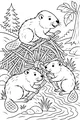 Free Beaver Coloring Page - Busy Beavers Building a Stick Dam (Printable PDF)
