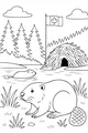 Free Beaver Coloring Page - Busy Beavers by a Canadian Pond (Printable PDF)