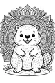 Free Beaver Coloring Page - Cute Cartoon Beaver With Leafy Mandala Background (Printable PDF)