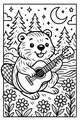 Free Beaver Coloring Page - Musical Night by the Riverbank (Printable PDF)