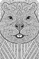 Free Beaver Coloring Page - Patterned Beaver Face With Swirls (Printable PDF)