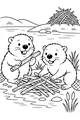 Free Beaver Coloring Page - Busy Beavers Building a Stick Pile (Printable PDF)