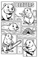 Free Beaver Coloring Page - Busy Cartoon Beavers Building a Lodge (Printable PDF)