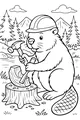 Free Beaver Coloring Page - Construction Worker by the River (Printable PDF)