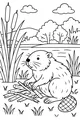 Free Beaver Coloring Page - Busy Beaver by the River (Printable PDF)