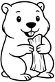 Free Beaver Coloring Page - Smiling Cartoon With Wood Snack (Printable PDF)