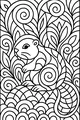 Free Beaver Coloring Page - Swirly Forest Home Scene (Printable PDF)
