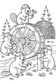 Free Beaver Coloring Page - Busy Beavers Building a River Waterwheel (Printable PDF)